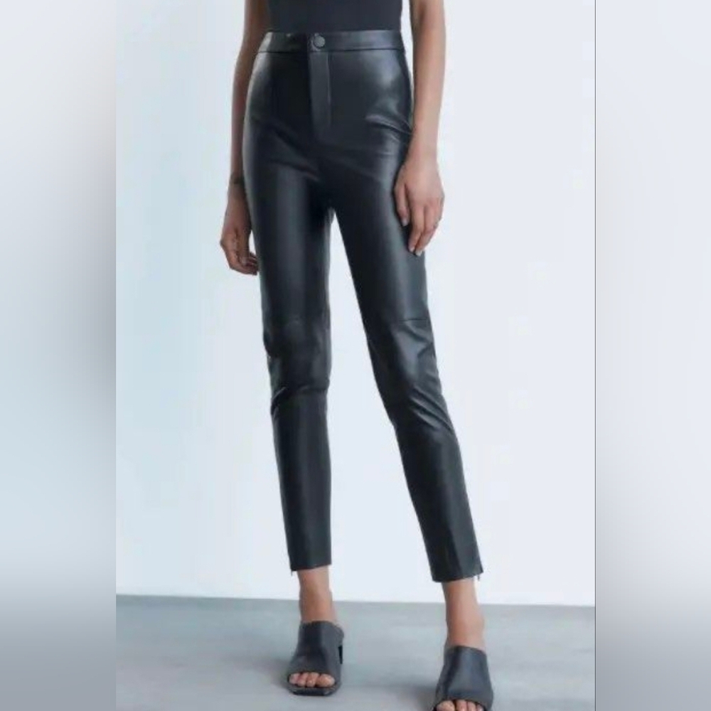 Black Leather Women's Leggins